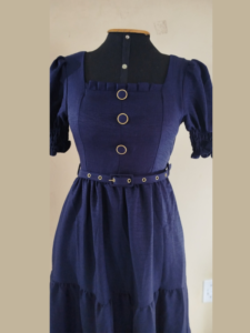 Vestido midi tres marias manga curta  Femenino +cinto